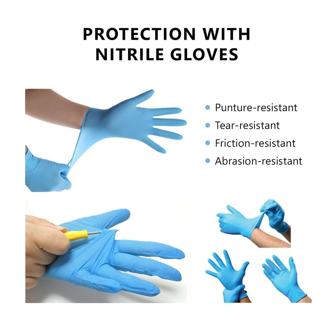 Blue Nitrile Gloves, Pack of 100, CE & EU Certified, Powder & Latex Free, Heavy Duty Examination, Medical Grade, Recommended by Professionals (6838750576739) (9168761323830)