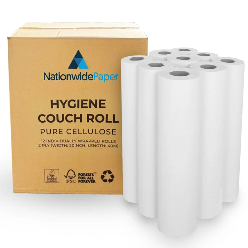 White Couch Roll 2 Ply Pure Cellulose | Pack of 9 and 12