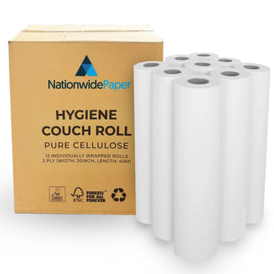 White Couch Roll 2 Ply Pure Cellulose | Pack of 9 and 12
