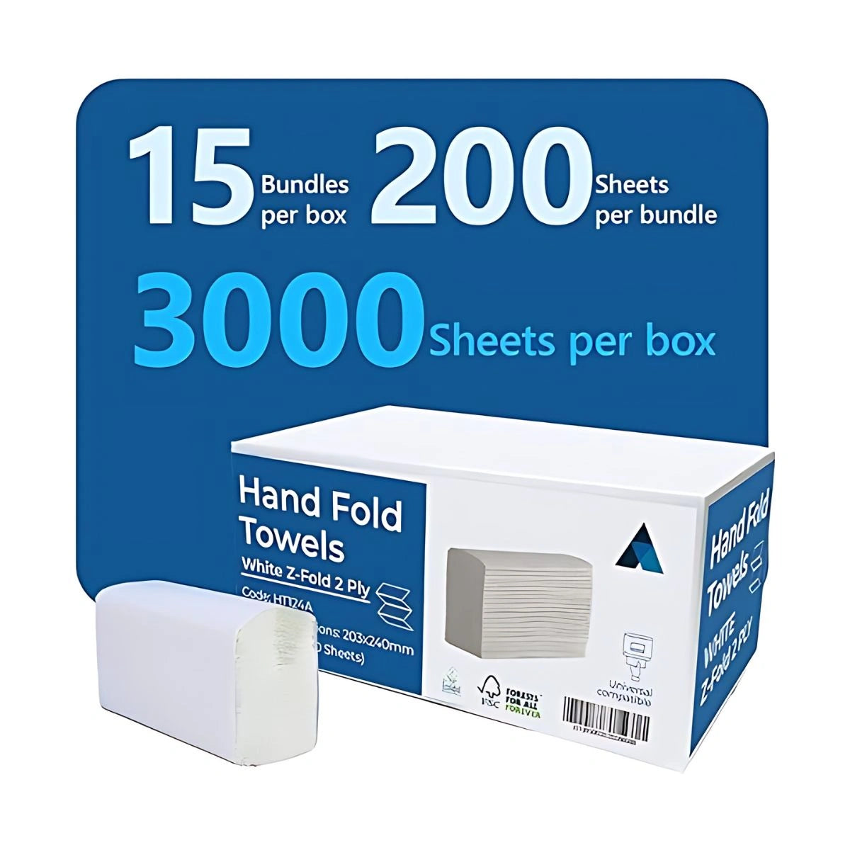 Z-Fold Paper Hand Towel 2 Ply | 3000 Sheets