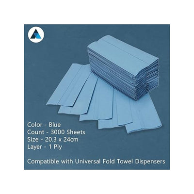 Z Fold Blue Paper Towels 3000 Blue Sheets Extra Strong and Super Absorbent 1 Ply Paper Hand Towels (9150166958390)