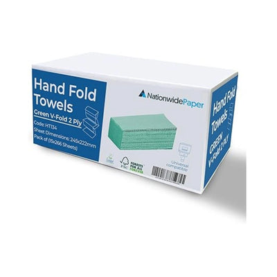 Green V-Fold Paper Hand Towel 1 Ply 4000 Large Sheets