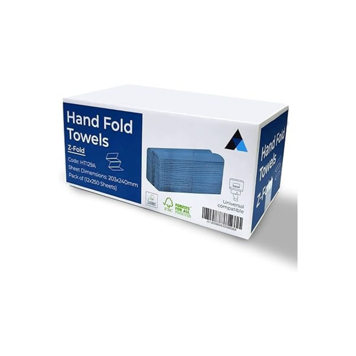 Z Fold Blue Paper Towels 3000 Blue Sheets Extra Strong and Super Absorbent 1 Ply Paper Hand Towels (9150166958390)