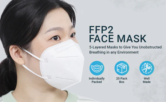 FFP2 Face Masks, Disposable Respirator Masks (Pack of 20-White) (9534764810550)