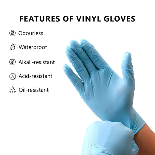 Blue Vinyl Gloves (Pack of 100) (9535052579126)