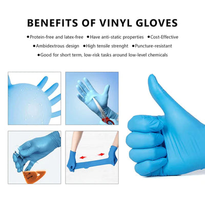 Blue Vinyl Gloves (Pack of 100) (9535052579126)