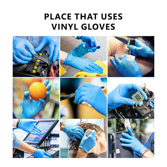 Blue Vinyl Gloves (Pack of 100) (9535052579126)