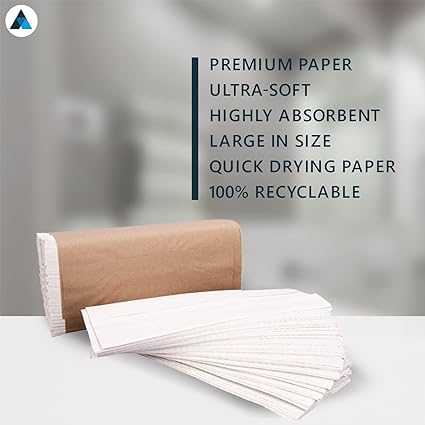 White C Fold Paper Hand Towel, 2 Ply - 2430 Sheets, Extra Soft Recyclable (9150126752054)