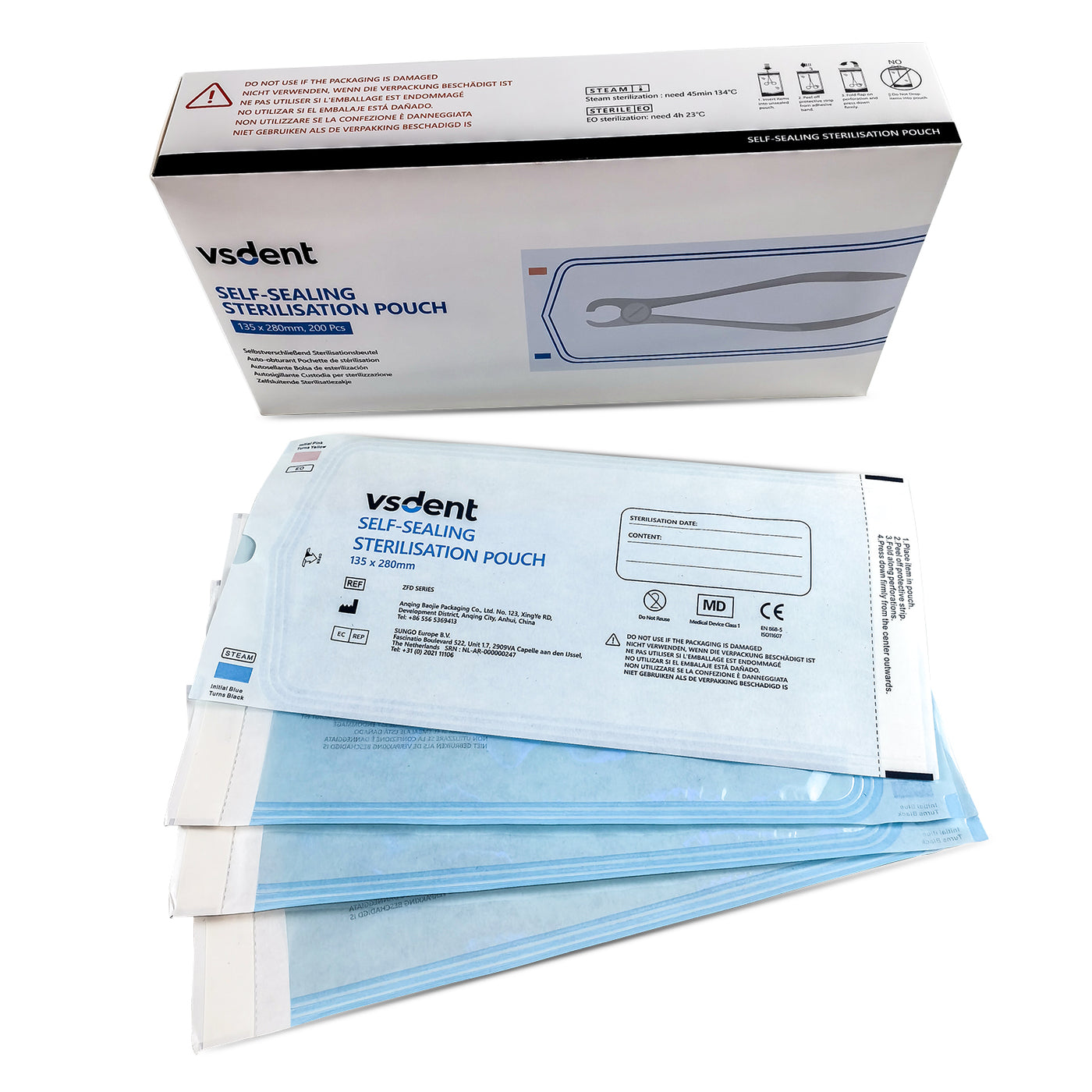 Dental Self Sealing Sterilisation Pouches Available in 4 Sizes (Pack of 200) (14671086584183)