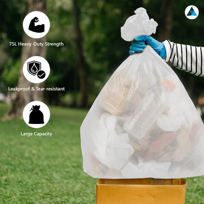 18x29x39 Inches White Heavy Duty Black & White Bin Bags (Pack of 200)