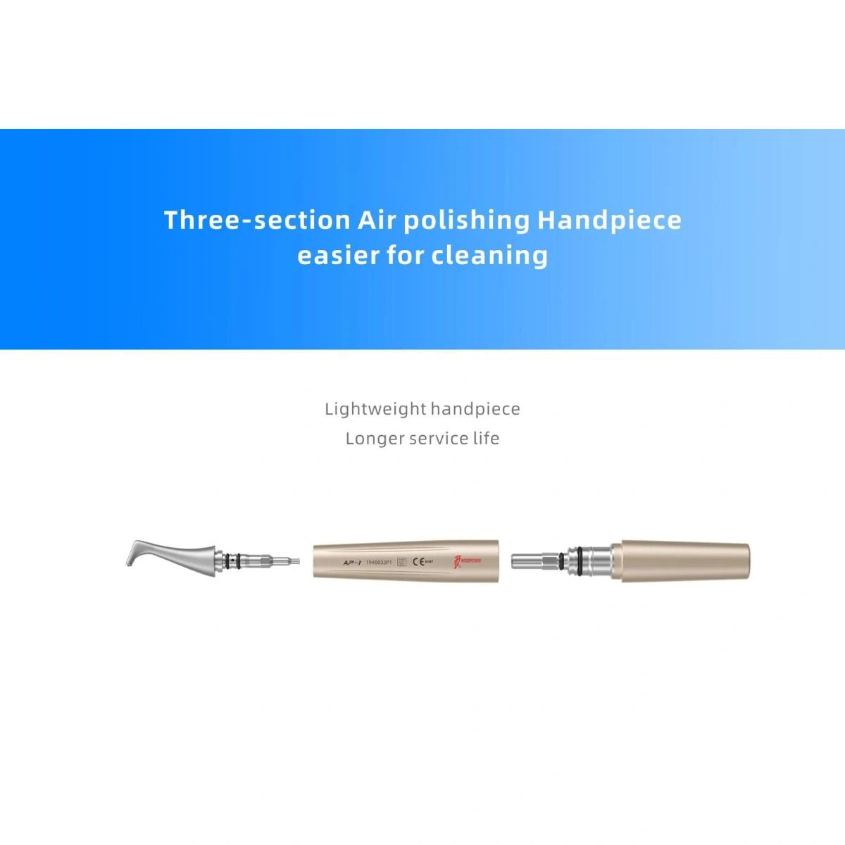 Woodpecker Supragingival AP-1 and Subgingival AP-2 Air Polisher Handpiece for PT-A, PT-B, AP-A and AP-B
