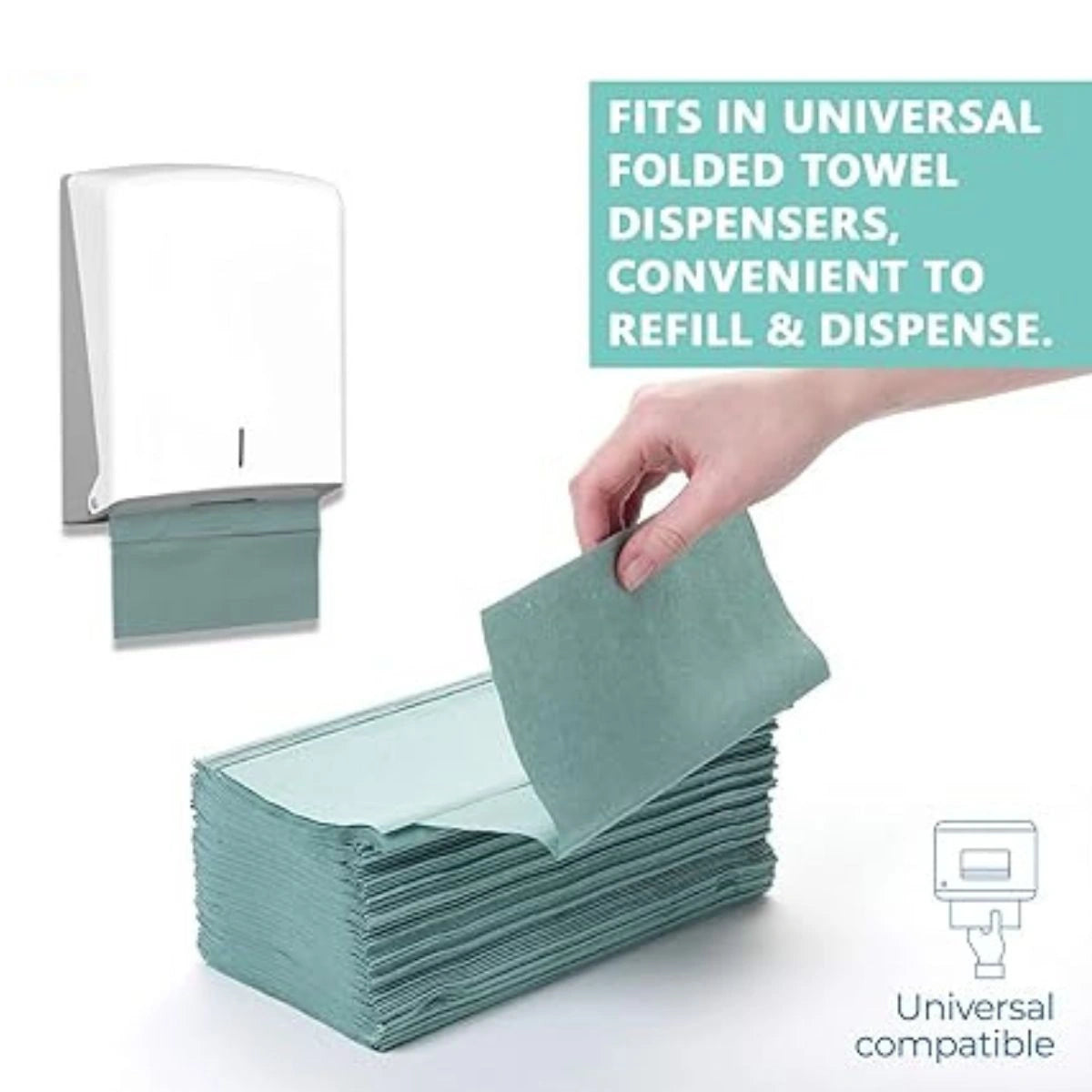 Green V-Fold Paper Hand Towel 1 Ply 4000 Large Sheets