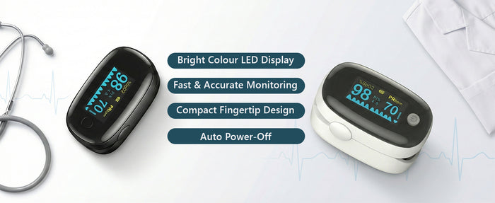 Black Fingertip Pulse Oximeter for all Age Groups