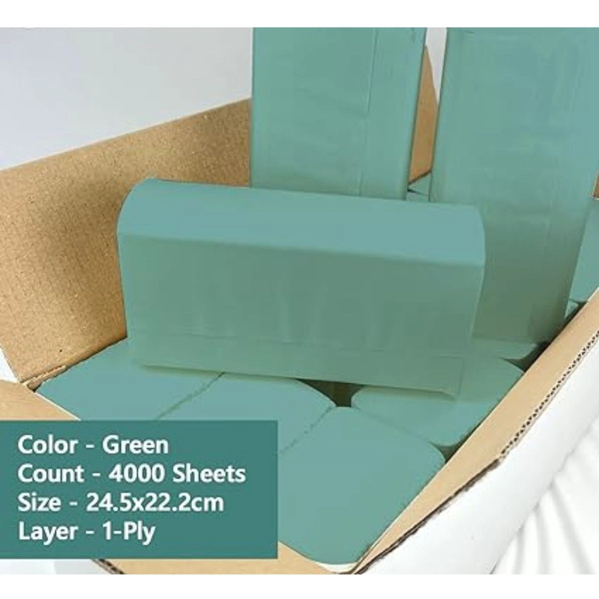 Green V-Fold Paper Hand Towel 1 Ply 4000 Large Sheets