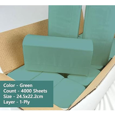V Fold Paper Towels - 4000 Large Sheets, 1 Ply V Fold Green Paper Hand Towels for dispensers (9150183080246)