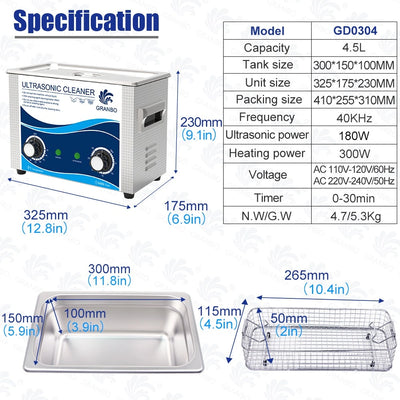 Ultrasonic Bath / Cleaner Available in 4.5L and 6.5L