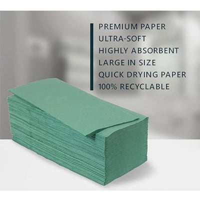 Green V-Fold Paper Hand Towel 1 Ply 4000 Large Sheets