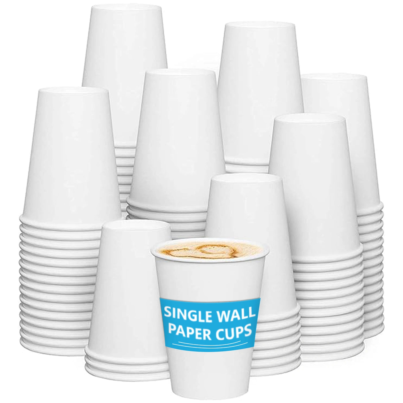 Disposable Single Wall White Paper Cups - Pack of 1000
