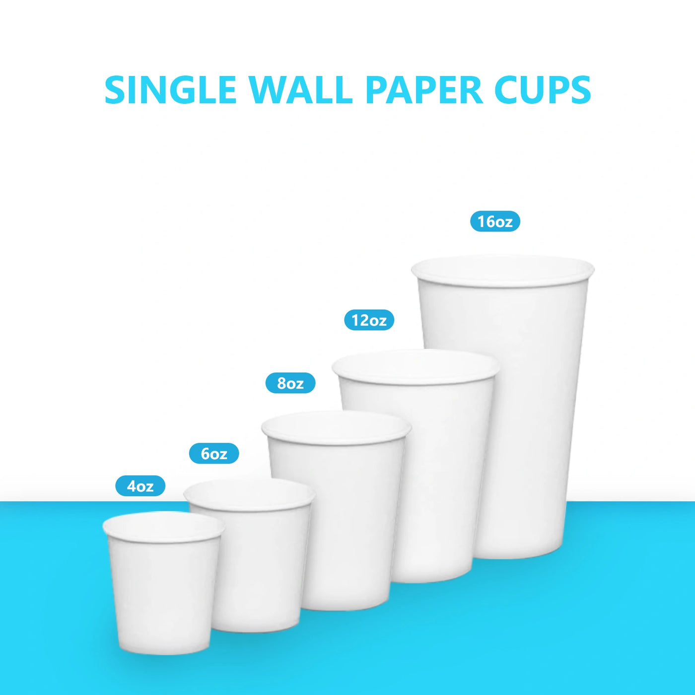 Disposable Single Wall White Paper Cups - Pack of 1000