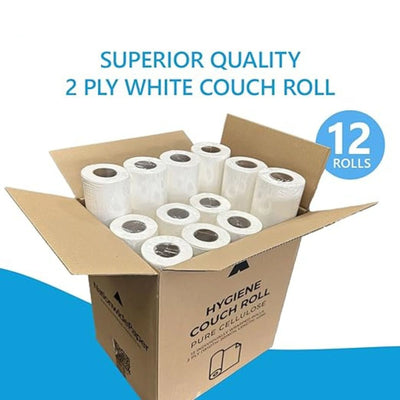 White Couch Roll 2 Ply Pure Cellulose | Pack of 9 and 12