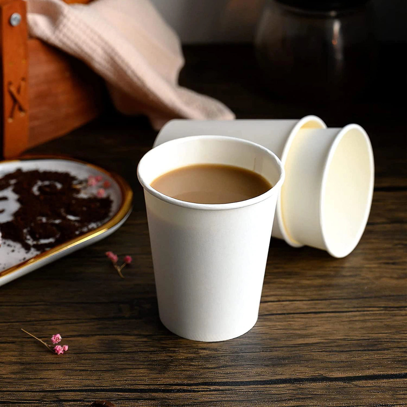 Disposable Single Wall White Paper Cups - Pack of 1000