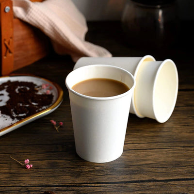 Disposable Single Wall White Paper Cups - Pack of 1000