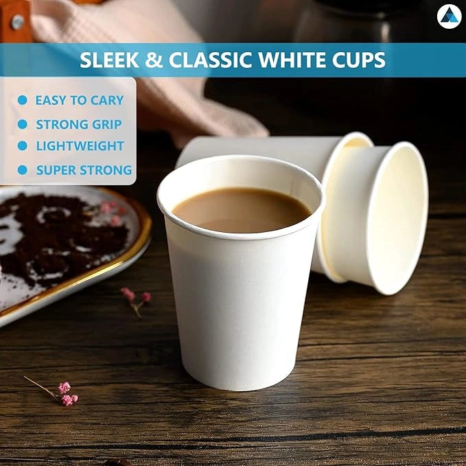 Disposable Single Wall White Paper Cups - Pack of 1000