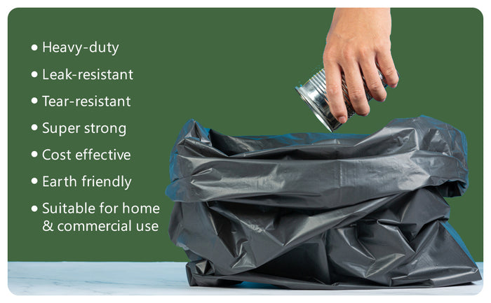 22x33x46 Inch Heavy Duty Black Bin Bags Leak-Proof Refuse Sacks (Pack of 100)