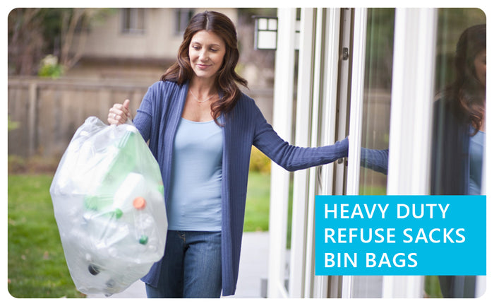 18x29x39 Inches White Medium Duty Black & White Bin Bags (Pack of 200)