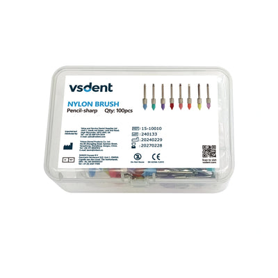 Dental Prophy Multicolour Nylon Brush Pencil-Sharp (Pack of 100)