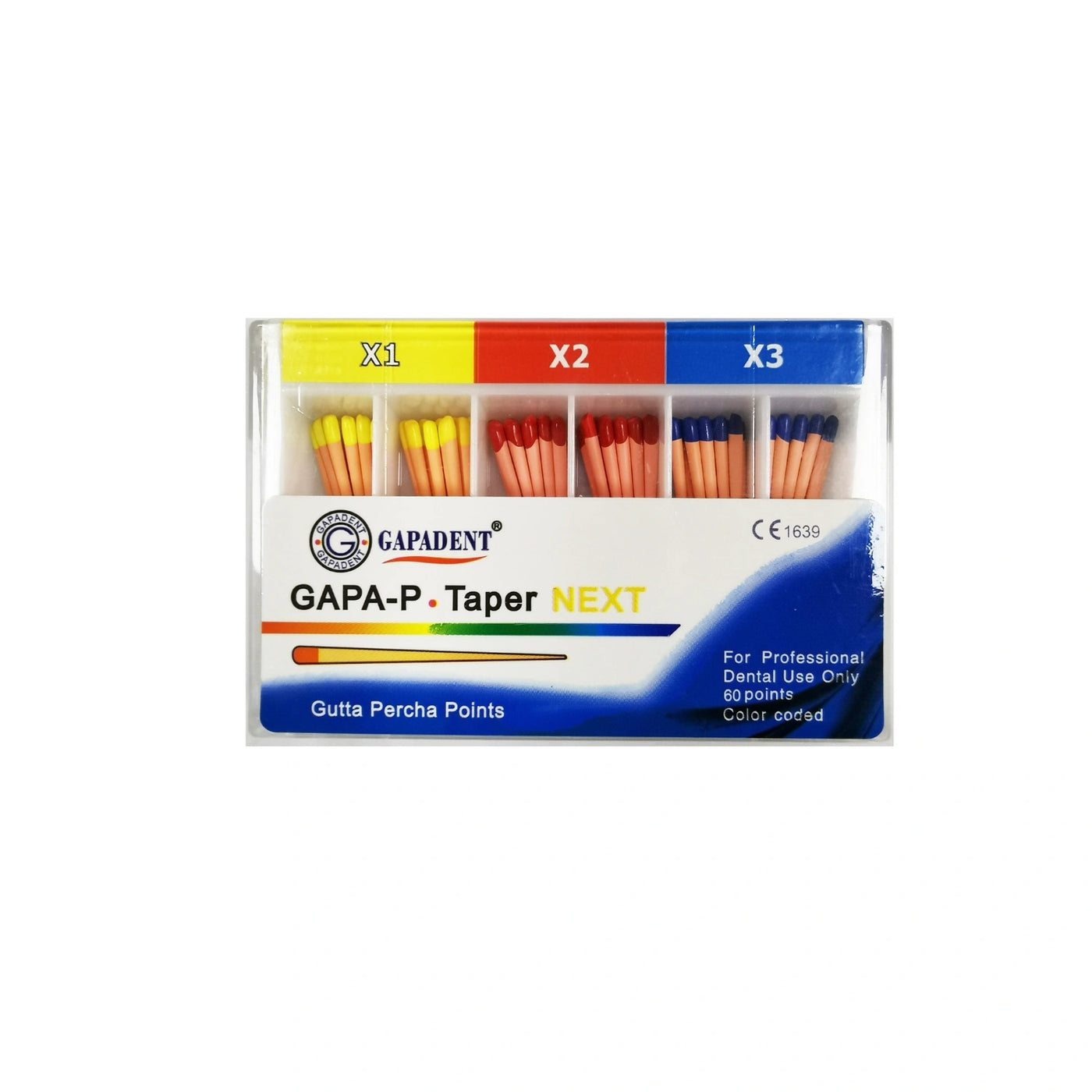 GAPA-P Taper Next Gutta Percha -X1, X2,X3 Assorted (60 Points)