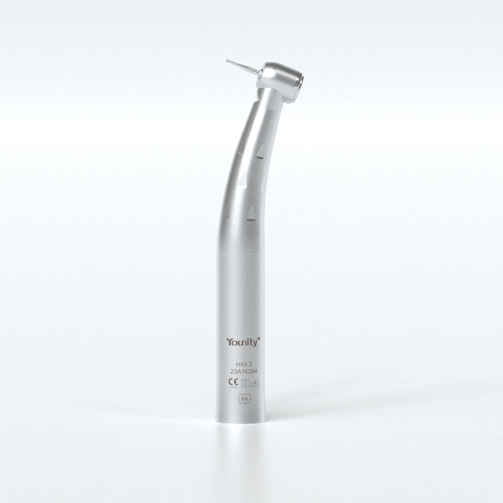 A sleek, silver-colored dental handpiece stands upright against a white background. The tool has a curved body with a small, pointed drill bit at the top end and the brand name "VSDent" printed on the side. Purchase the 🎁 Delma Younity LED Fast Handpiece Bien Air 6 Hole compatible - BA (100% off) now and enjoy a free gift with your order! (9497053102390)