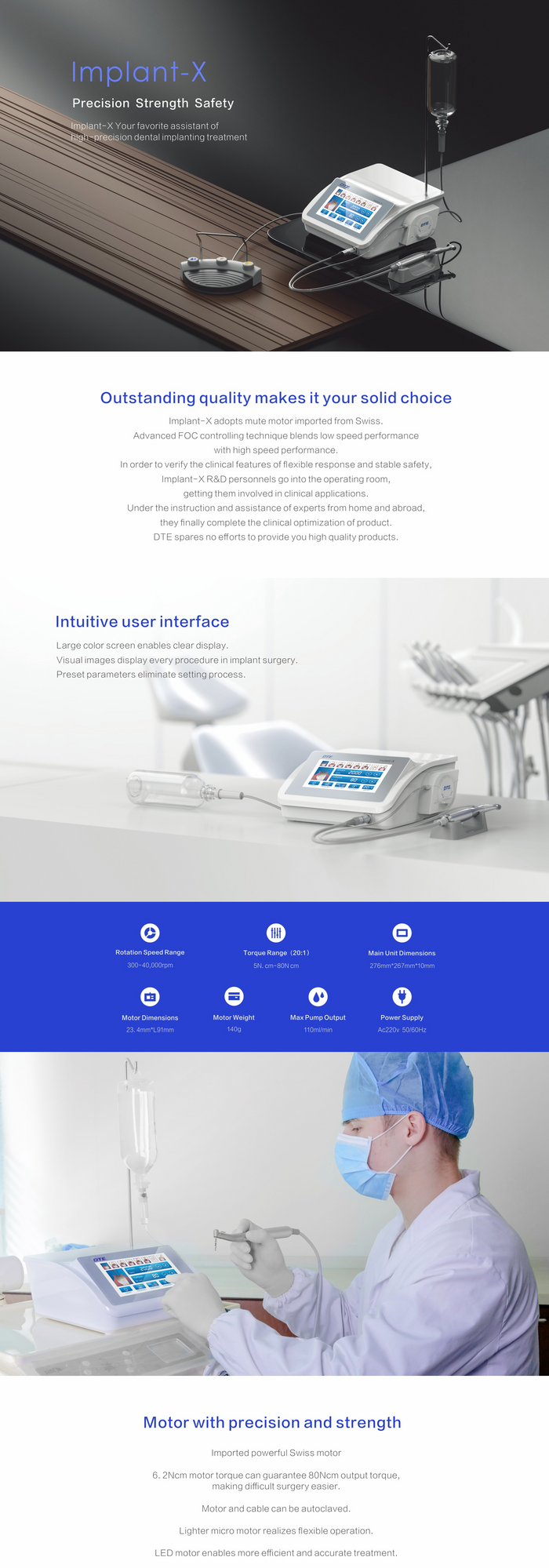 DTE Woodpecker Implant X Motor with LED Handpiece