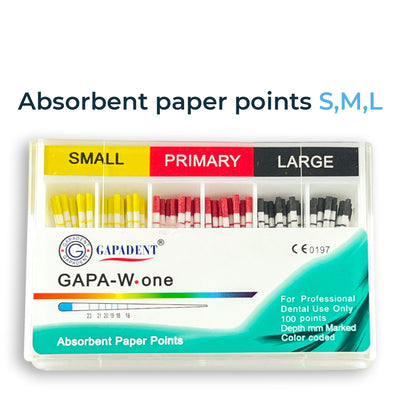 GAPA-W-One Absorbent Paper Points S,M,L (100 points)X | Default Title | VSDent