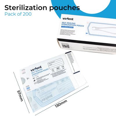 Self Sealing Sterilisation Pouches 57mmx130mm (Pack of 200) | Default Title | VSDent