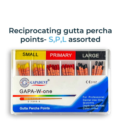 Reciprocating Gutta Percha Points - S,P,L Assorted (pack of 60)