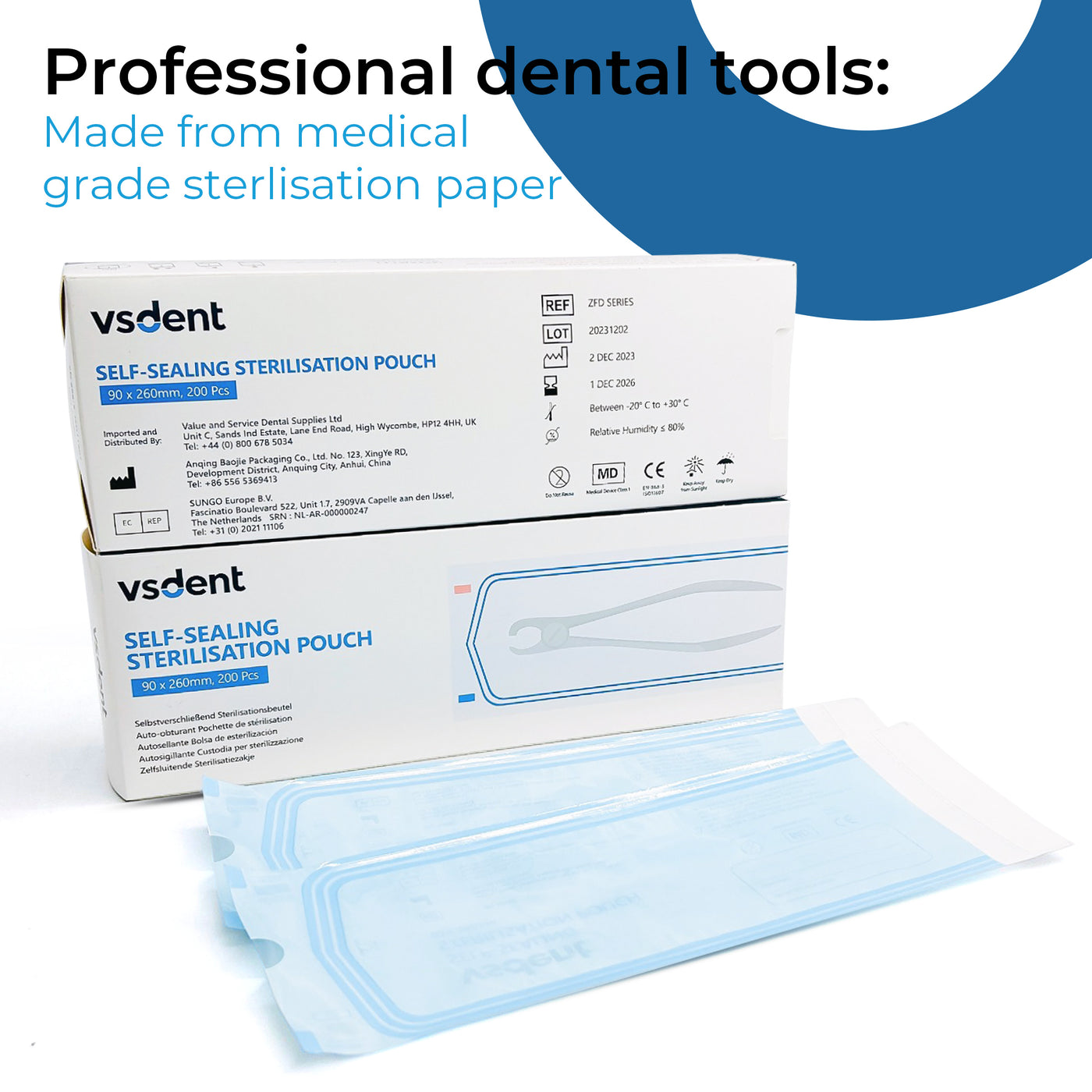 Self Sterilisation Pouches 90x260mm (Pack of 200) (9050557841718)