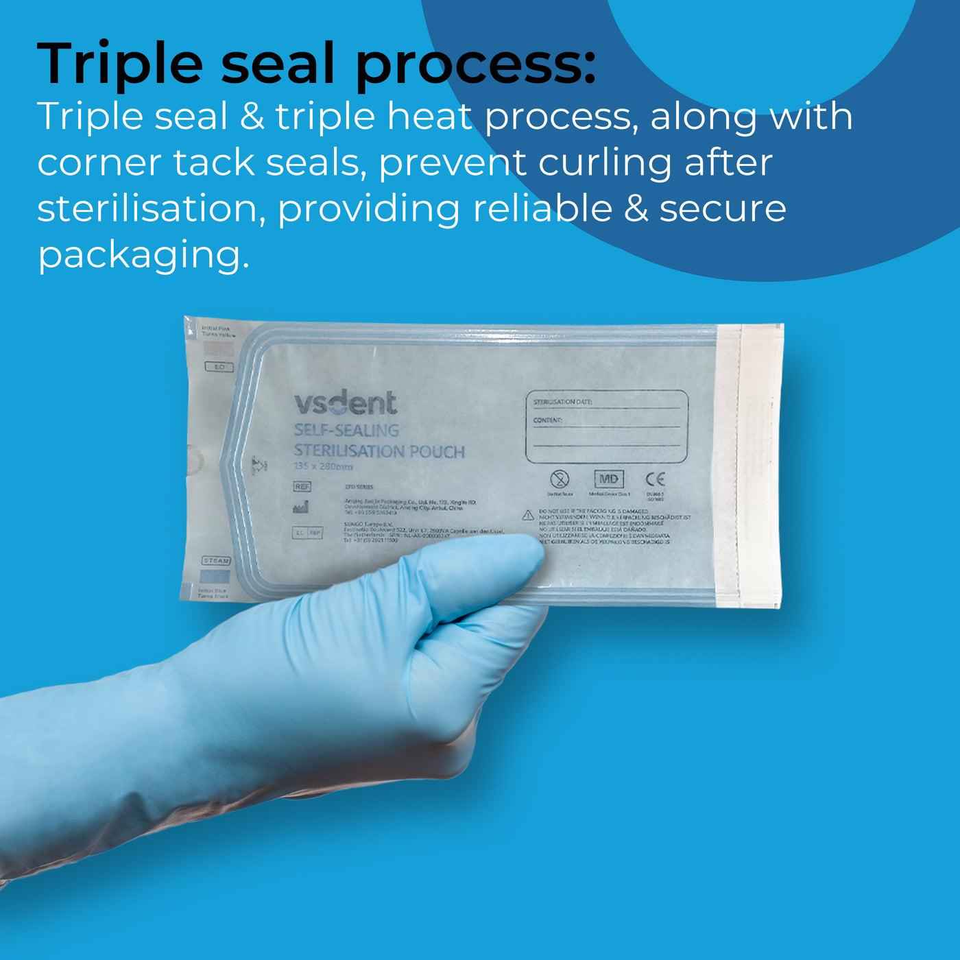 Self Sealing Sterilisation Pouches 135mmx280mm (Pack of 200) (9388148654390)