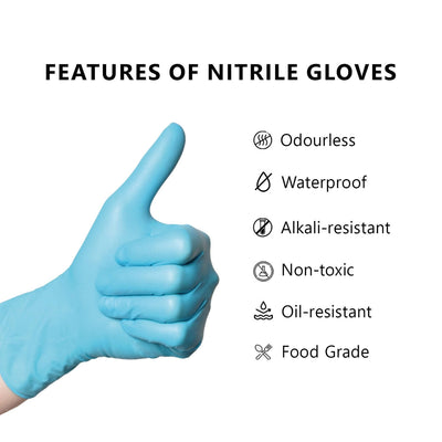 Blue Nitrile Gloves, Pack of 100, CE & EU Certified, Powder & Latex Free, Heavy Duty Examination, Medical Grade, Recommended by Professionals (6838750576739) (9168761323830)