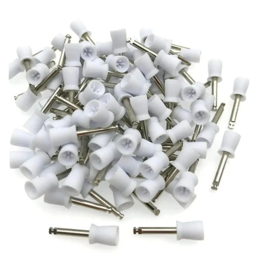 200 Cups De Polissage Dentaire – Type Latch, 6 Webbed, Blanc
