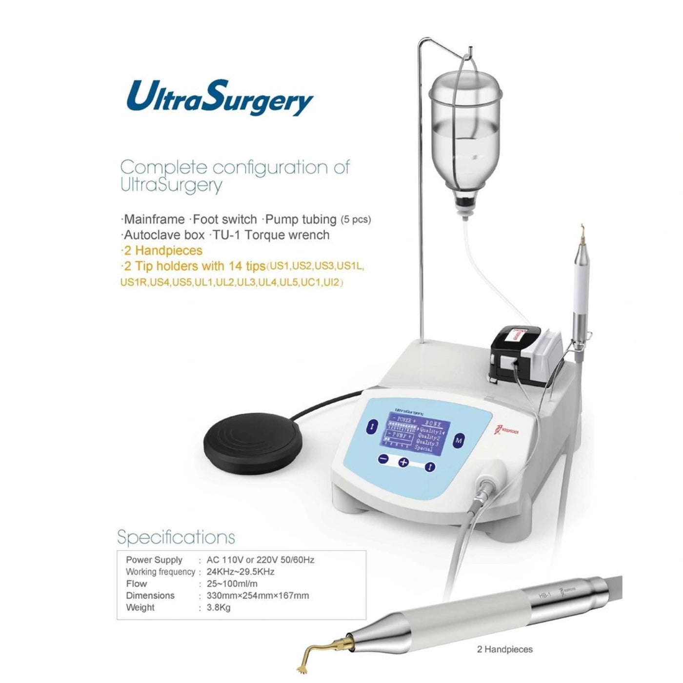Woodpecker Ultrasurgery Surgical Piezo Bone Surgery with 2 LED Handpiece