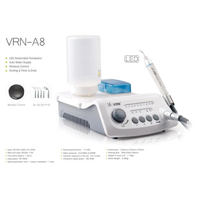 VRN A8 Piezo Aqua portable LED Ultrasonic Scaler unit with Auto-water Supply Bottle (4732508536931)