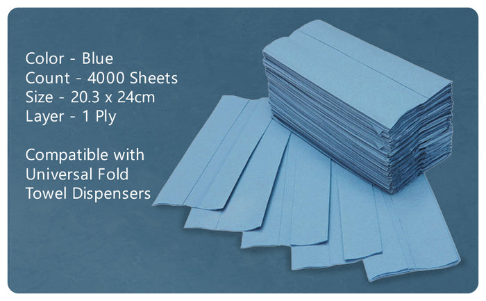 Z-Fold Blue Paper Hand Towel 1 Ply | 3000 Sheets