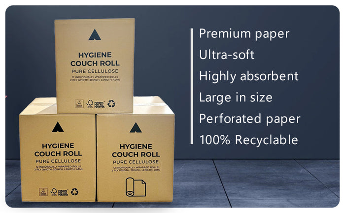 White Couch Roll 2 Ply Pure Cellulose | Pack of 9 and 12