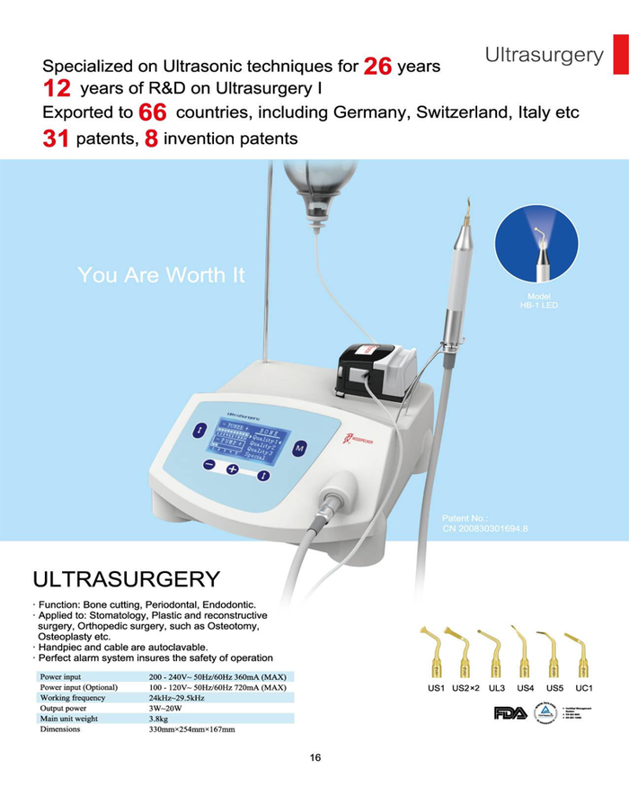 Woodpecker Ultrasurgery Surgical Piezo Bone Surgery with 2 LED Handpiece