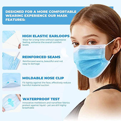 Type IIR Medical Face Mask UK, Pack of 200, 3 Filtration Layer, Nose Clip & Ear Loops, Protection for Outdoor & Indoor, Surgical Grade Mask, Tested & Verified (6838727475299)