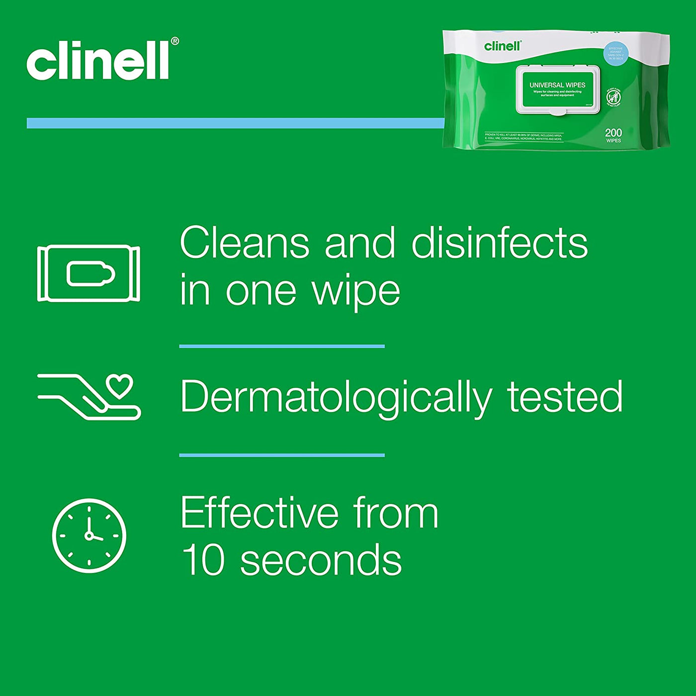 Clinell Universal Wipes 200 - 200 Wipes Per Pack (8110966145334)